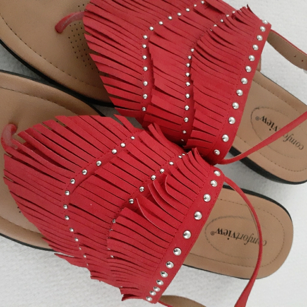 Comfortview Fringe Sandals
